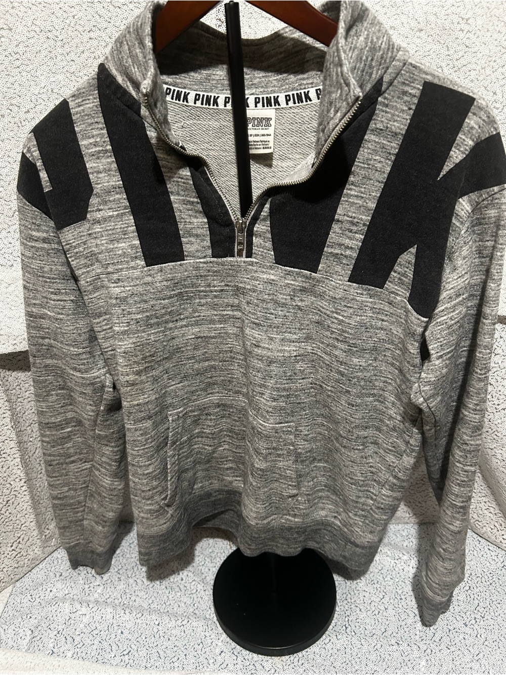 Victoria's Secret Grey & Black Half-Zip pullover